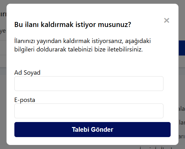 İlan Kaldırma Formu